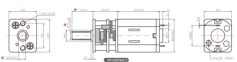 N20电子锁齿轮减速马达工程图
